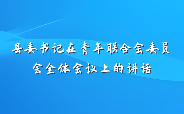 县委书记在青年联合会委员会全体会议上的讲话