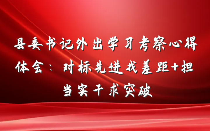 县委书记外出学习考察心得体会：对标先进找差距 担当实干求突破