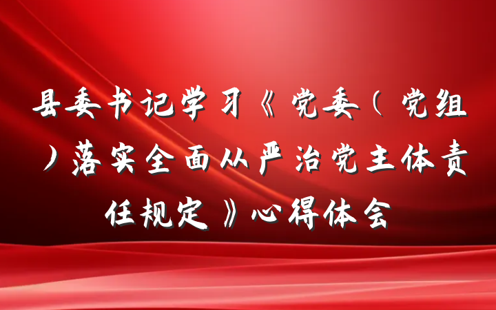 县委书记学习《党委（党组）落实全面从严治党主体责任规定》心得体会