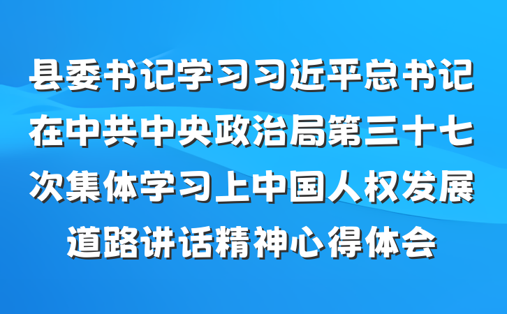 县委书记学习习近平总书记在中共中央政治局第三十七次集体学习上中国人权发展道路讲话精神心得体会