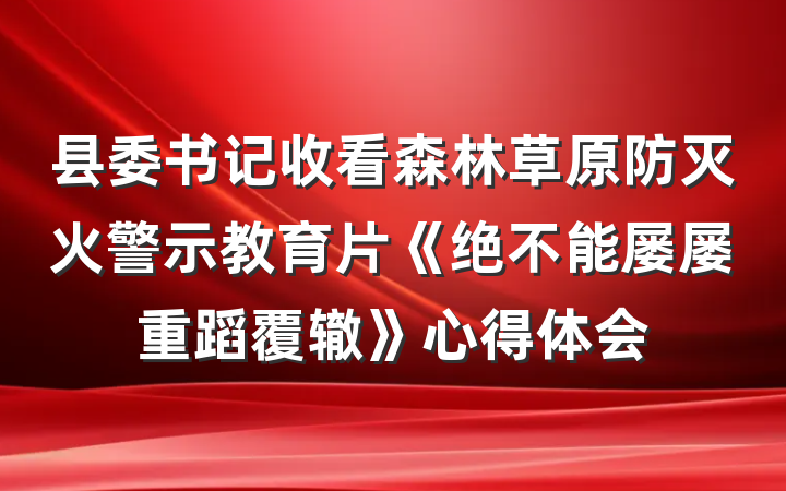 县委书记收看森林草原防灭火警示教育片《绝不能屡屡重蹈覆辙》心得体会