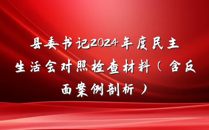 县委书记2024年度民主生活会对照检查材料（含反面案例剖析）