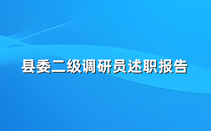 县委二级调研员述职报告