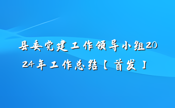 县委党建工作领导小组2024年工作总结【首发】