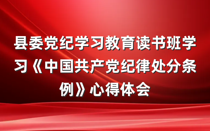 县委党纪学习教育读书班学习《中国共产党纪律处分条例》心得体会