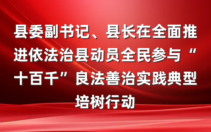 县委副书记、县长在全面推进依法治县动员全民参与“十百千”良法善治实践典型培树行动
