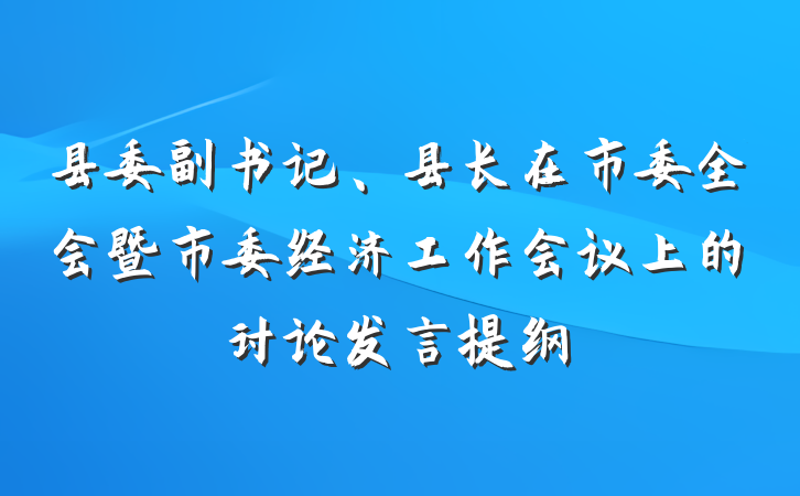 县委副书记、县长在市委全会暨市委经济工作会议上的讨论发言提纲