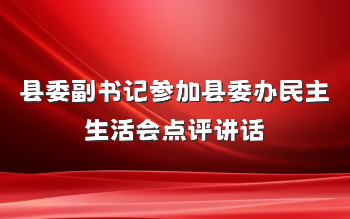 县委副书记参加县委办民主生活会点评讲话