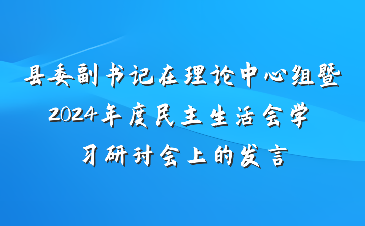 县委副书记在理论中心组暨2024年度民主生活会学习研讨会上的发言