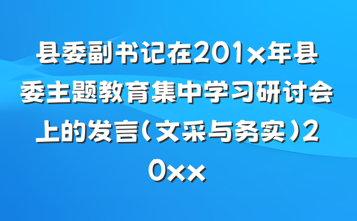 县委副书记在201x年县委主题教育集中学习研讨会上的发言(文采与务实)20xx