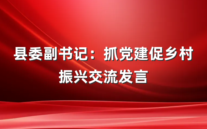 县委副书记：抓党建促乡村振兴交流发言