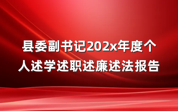 县委副书记202x年度个人述学述职述廉述法报告