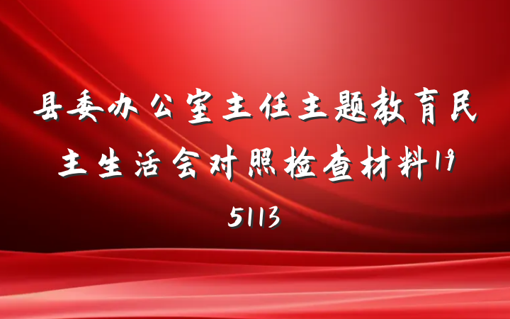 县委办公室主任主题教育民主生活会对照检查材料195113