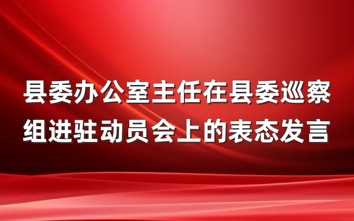 县委办公室主任在县委巡察组进驻动员会上的表态发言