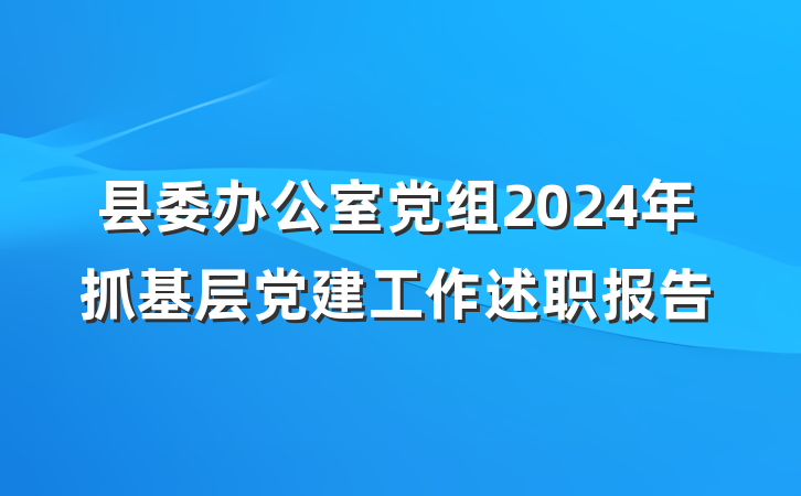县委办公室党组2024年抓基层党建工作述职报告