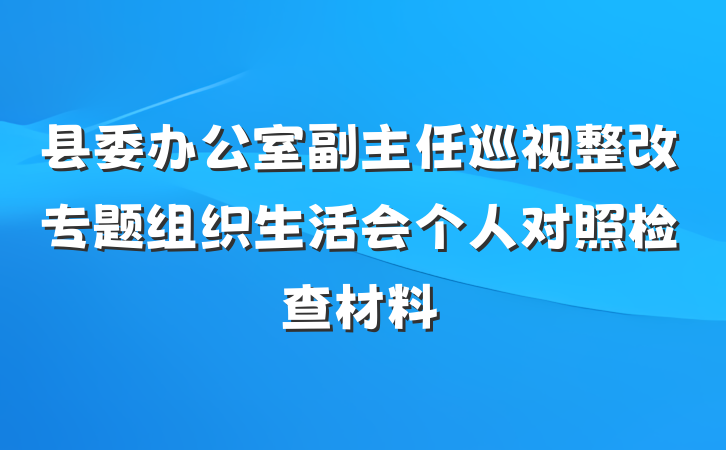 县委办公室副主任巡视整改专题组织生活会个人对照检查材料