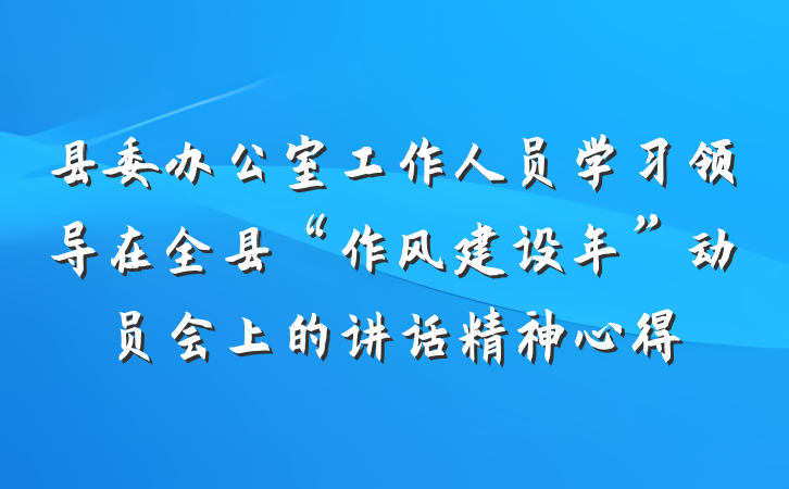 县委办公室工作人员学习领导在全县“作风建设年”动员会上的讲话精神心得