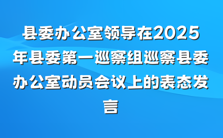 县委办公室领导在2025年县委第一巡察组巡察县委办公室动员会议上的表态发言