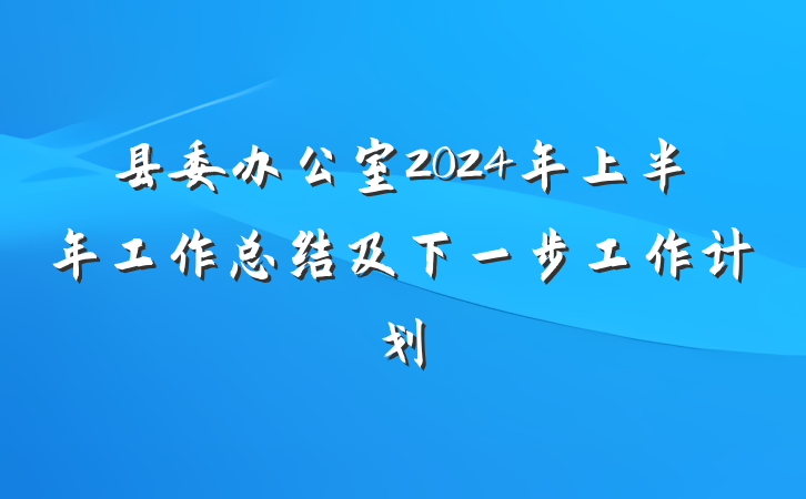 县委办公室2024年上半年工作总结及下一步工作计划