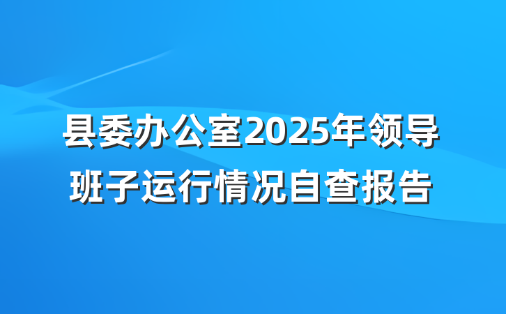 县委办公室2025年领导班子运行情况自查报告
