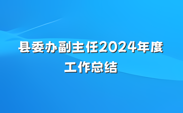 县委办副主任2024年度工作总结