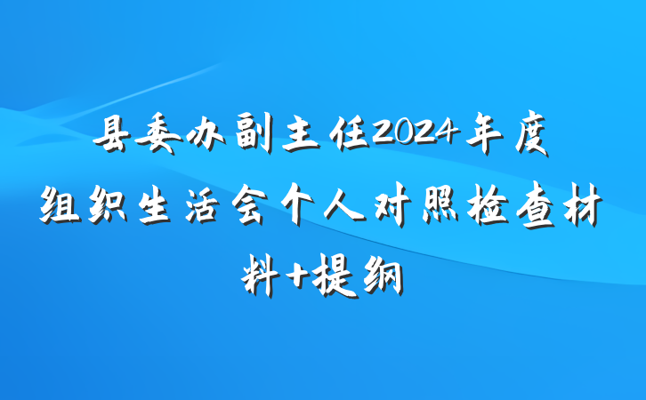 县委办副主任2024年度组织生活会个人对照检查材料 提纲