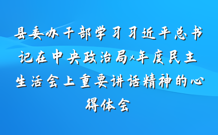县委办干部学习习近平总书记在中央政治局x年度民主生活会上重要讲话精神的心得体会
