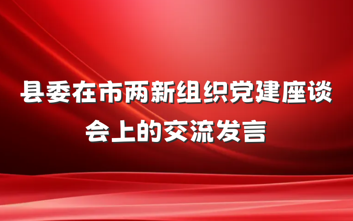 县委在市两新组织党建座谈会上的交流发言