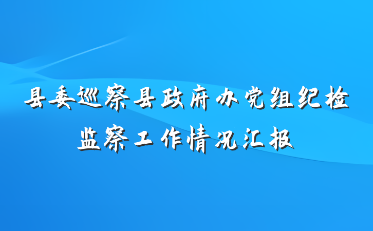 县委巡察县政府办党组纪检监察工作情况汇报