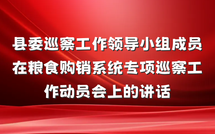县委巡察工作领导小组成员在粮食购销系统专项巡察工作动员会上的讲话