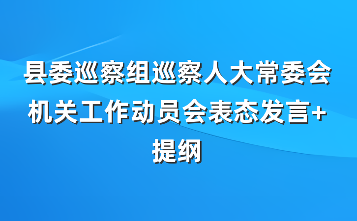 县委巡察组巡察人大常委会机关工作动员会表态发言 提纲