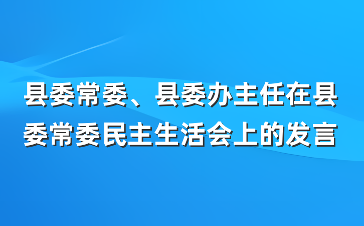 县委常委、县委办主任在县委常委民主生活会上的发言