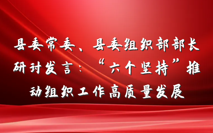 县委常委、县委组织部部长研讨发言：“六个坚持”推动组织工作高质量发展