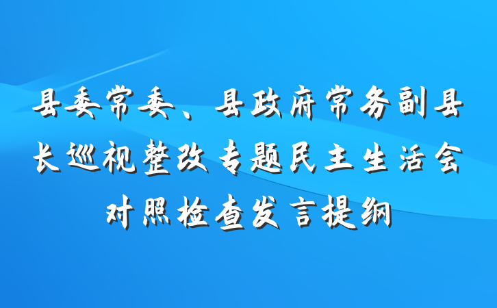 县委常委、县政府常务副县长巡视整改专题民主生活会对照检查发言提纲