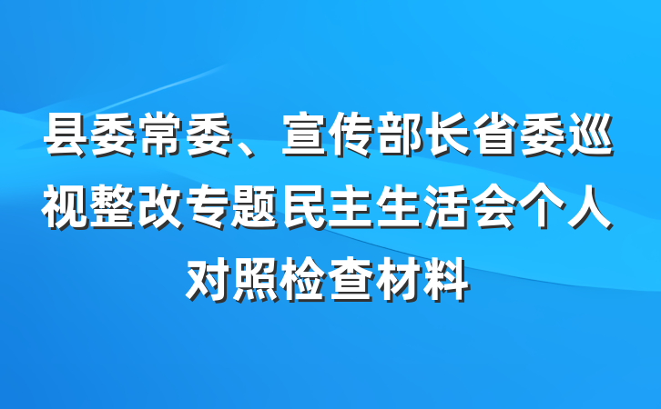 县委常委、宣传部长省委巡视整改专题民主生活会个人对照检查材料