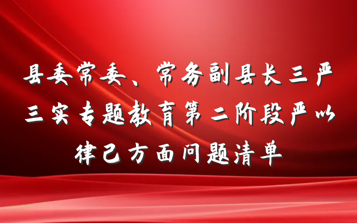 县委常委、常务副县长三严三实专题教育第二阶段严以律己方面问题清单
