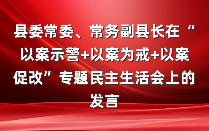 县委常委、常务副县长在“以案示警 以案为戒 以案促改”专题民主生活会上的发言