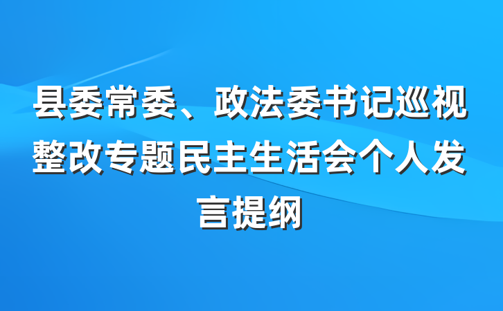 县委常委、政法委书记巡视整改专题民主生活会个人发言提纲