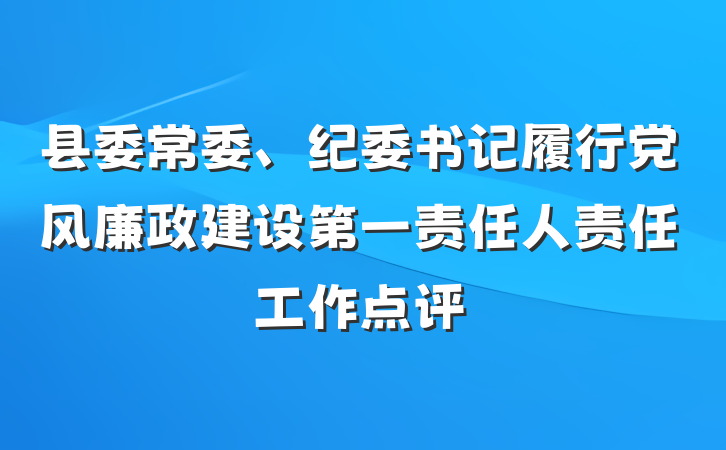县委常委、纪委书记履行党风廉政建设第一责任人责任工作点评