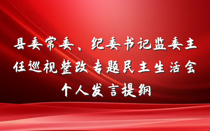 县委常委、纪委书记监委主任巡视整改专题民主生活会个人发言提纲