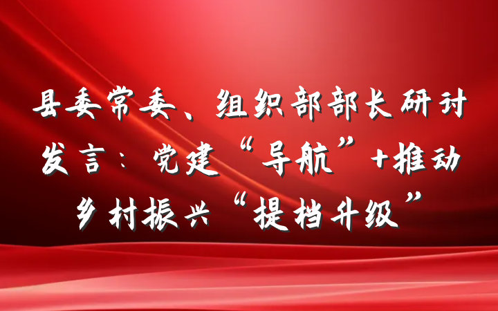 县委常委、组织部部长研讨发言：党建“导航” 推动乡村振兴“提档升级”