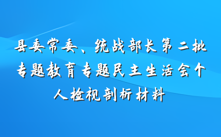 县委常委、统战部长第二批专题教育专题民主生活会个人检视剖析材料
