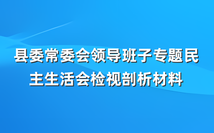县委常委会领导班子专题民主生活会检视剖析材料
