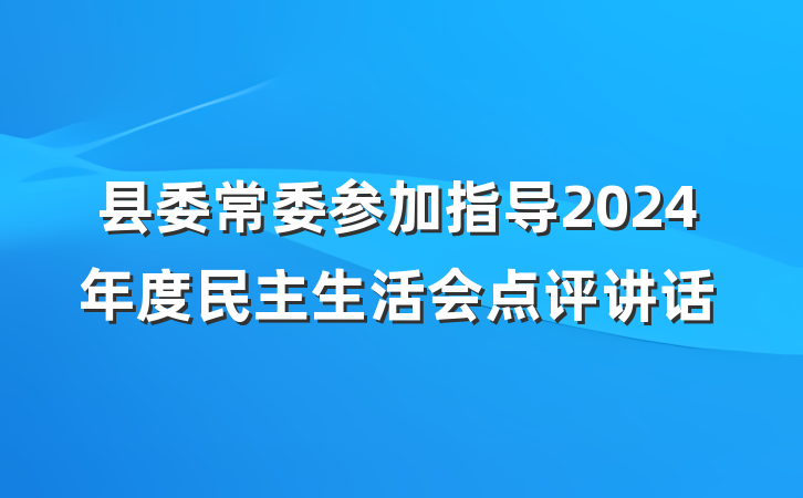 县委常委参加指导2024年度民主生活会点评讲话