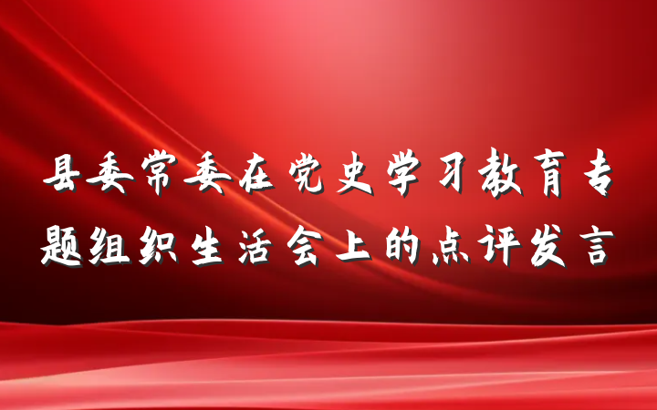 县委常委在党史学习教育专题组织生活会上的点评发言