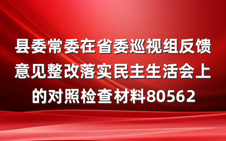 县委常委在省委巡视组反馈意见整改落实民主生活会上的对照检查材料80562