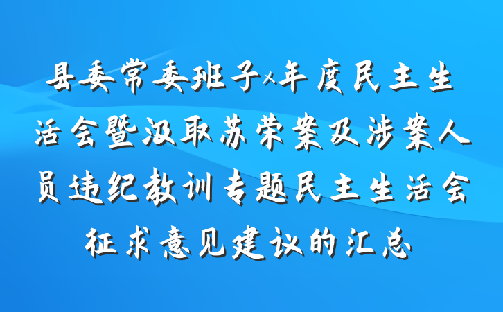县委常委班子x年度民主生活会暨汲取苏荣案及涉案人员违纪教训专题民主生活会征求意见建议的汇总
