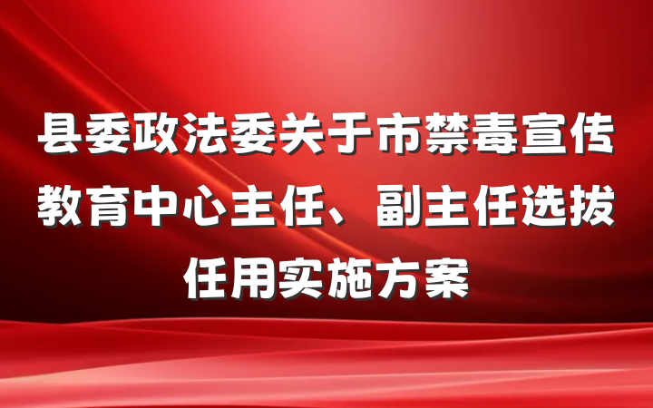 县委政法委关于市禁毒宣传教育中心主任、副主任选拔任用实施方案