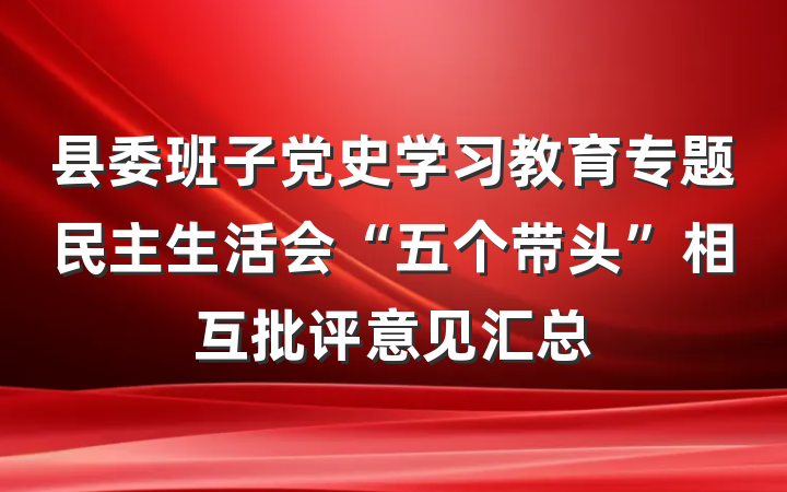 县委班子党史学习教育专题民主生活会“五个带头”相互批评意见汇总