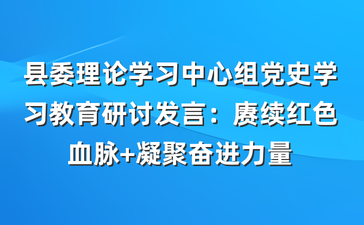 县委理论学习中心组党史学习教育研讨发言：赓续红色血脉 凝聚奋进力量
